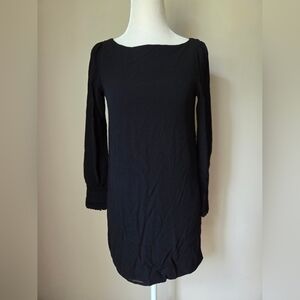 Kate Spade Little Black Dress Size 0 Long Sleeve Viscose Boat Neck